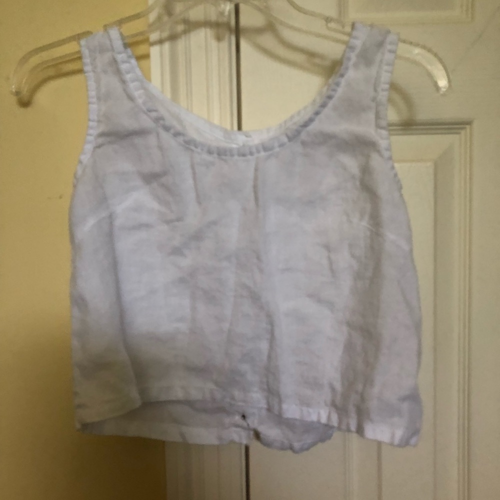 White linen crop top